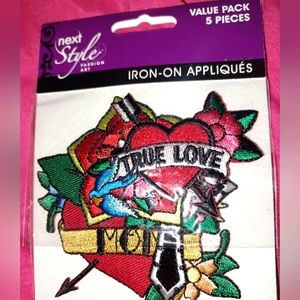 NWT Patches 5 pack hearts mom cross set pieces patch Iron-on diy